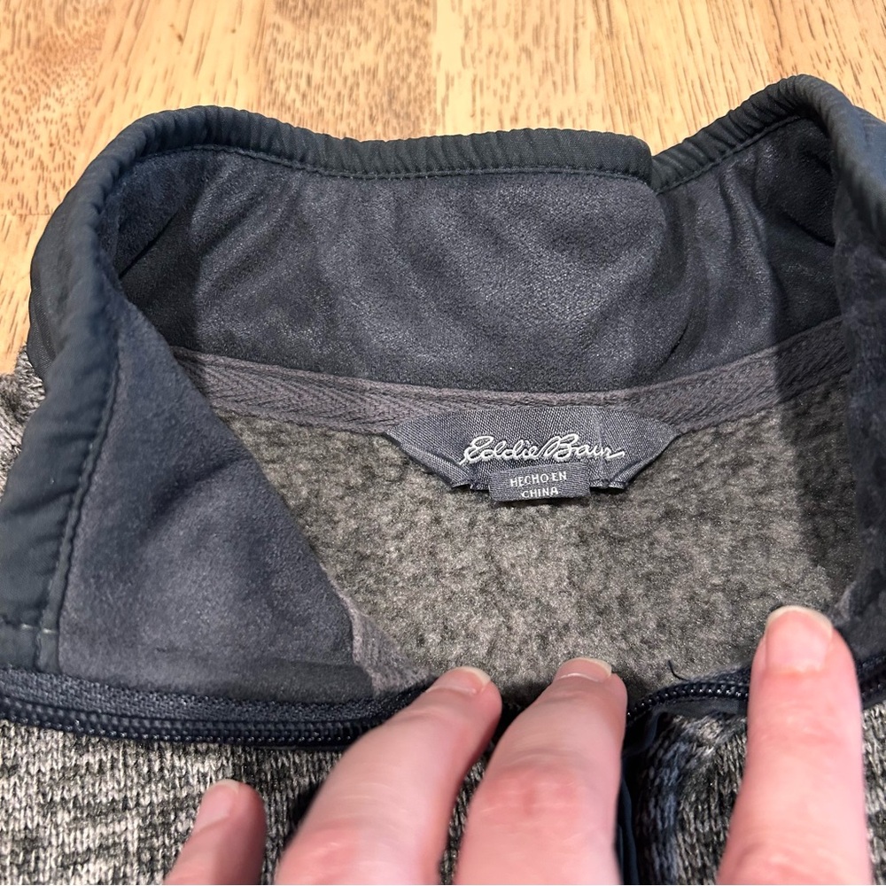 Eddie Bauer Dark Grey Heather Sweater-Knit Fleece 1/4-Zip Pullover| Men's Small‎ - Picture 8 of 12